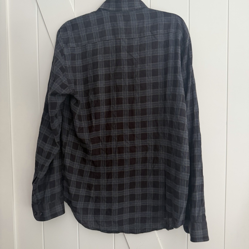 Etro Shirt Men's Large Cotton Wool Lyocell Cashmere Gray Black Plaid Button Down - Picture 4 of 8